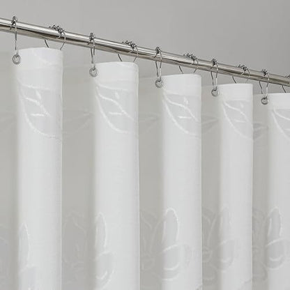 Onalasyc Floral Shower Curtain, Lace Floral Shower Curtains for Bathroom, White Sheer Shower Curtain, Flower Plants Bathroom Decor Waterproof Shower Cutain, 12 Pcs Plastic Hooks, 72 in x 72 in
