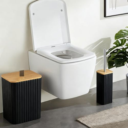 Black Bathroom Set Bathroom Accessories Set Complete with Trash Can-9PCS