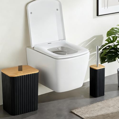 Black Bathroom Set Shower Curtain Set Complete with Trash Can-22PCS
