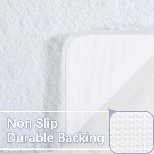 LOCHAS Bathroom Rugs 24x17 Inch, Microfiber Bath Rug Non Slip, White