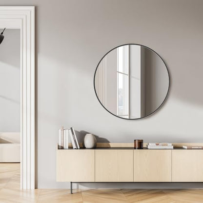 Sweetcrispy 30 Inch Round Wall Mirror, Bathroom Mirror for Over Sink