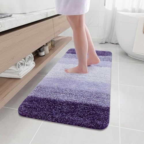 Arotive Microfiber Bathroom Rugs, Shaggy Soft Absorbent Bath Rug, 47x17