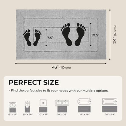 GRANNY SAYS Gray Bathroom Runner Rug 24" x 43", Soft Microfiber Bath Mat
