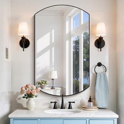 COFENY Bathroom Mirror, 24x40 Inch Black Oval Wall Mounted Mirror with Thin Metal Frame, Modern Bathroom Vanity Mirrors for Over Sink, Entryway, Living Room, Bedroom