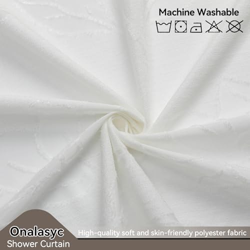 Onalasyc Floral Shower Curtain, Lace Floral Shower Curtains for Bathroom, White Sheer Shower Curtain, Flower Plants Bathroom Decor Waterproof Shower Cutain, 12 Pcs Plastic Hooks, 72 in x 72 in