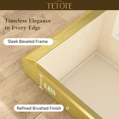 TETOTE Brushed Gold Vanity Mirror for Bathroom 40" x 24" Brushed Brass Rectangle Beveled Framed Bathroom Wall Mirror for Over Sink, Tempered Glass, Modern Farmhouse Bedroom, Entryway, Living Room