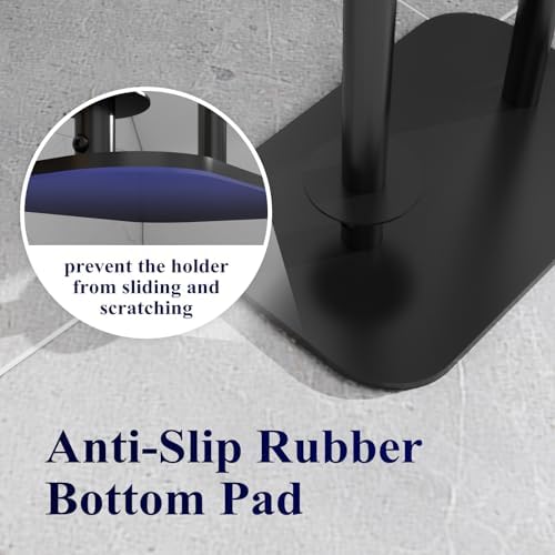 Kitsure Toilet Paper Holder Free Standing – Rustproof Metal Toilet Paper Stand for 4 Rolls with Anti-Slip Base and Shelf for Phone & Small Items, Bathroom Organizers and Storage, Medium, Black, 2Pack