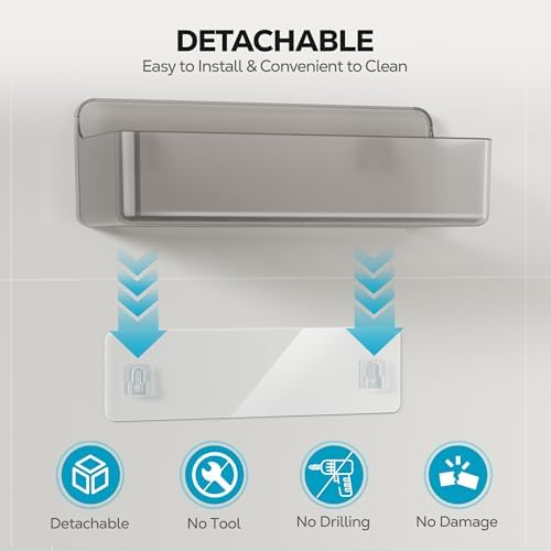 Nieifi Adhesive Shower Shelves, Gray, 5 Pieces