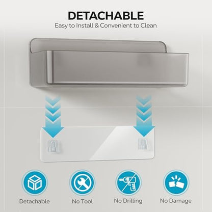 Nieifi Adhesive Shower Shelves, Gray, 5 Pieces