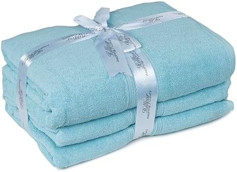 HILLFAIR 100% Cotton 2 Pc XXL Oversized Bath Towel Set 40"x 80"- Ocean Blue