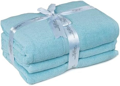HILLFAIR 100% Cotton 2 Pc XXL Oversized Bath Towel Set 40"x 80"- Ocean Blue