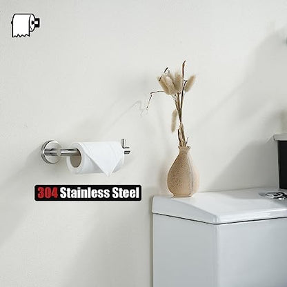 JQK Toilet Paper Holder, 5 Inch 304 Stainless Steel Tissue Paper Dispenser, Brushed Nickel Wall Mount 2 Pack, TPH100-BN-P2