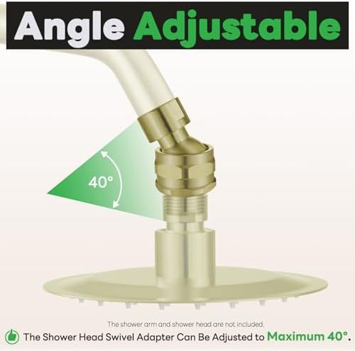 Shower Head Swivel Ball Adapter Brass Adjustable Shower Arm Connector Universal Showering Component Shower Arm Extension- Brushed Gold
