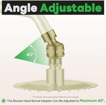 Shower Head Swivel Ball Adapter Brass Adjustable Shower Arm Connector Universal Showering Component Shower Arm Extension- Brushed Gold