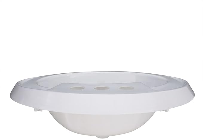 RecPro RV 20" x 17" Plastic Oval Bathroom Sink | White | Single Bowl Lavatory Sink (With Stopper)