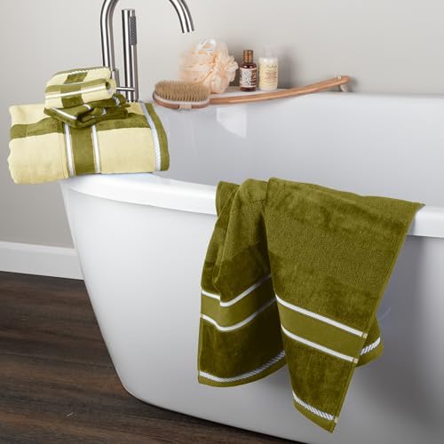 Lavish Home Bathroom Towels Set, Bathroom Accessories, Green, Set of 6