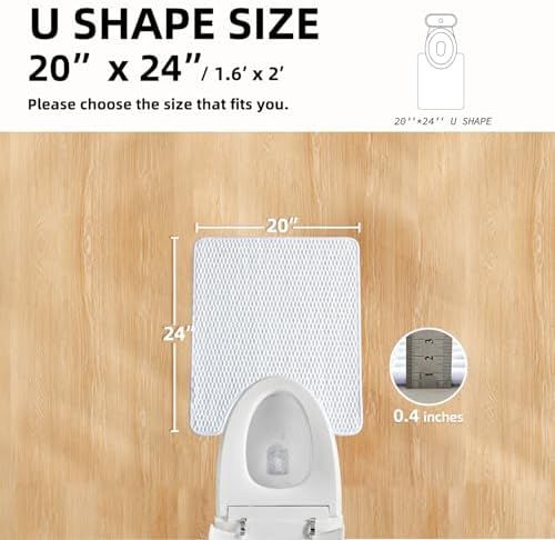 TYUU Toilet Rug, Thin Toilet Rugs U Shaped Washable Non Slip Absorbent Quick Dry Low Pile Toilet Mat, White 20"x24" U Shape