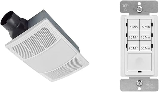 Broan-NuTone PowerHeat Bathroom Exhaust Fan, Heater, Light and Enerlites Countdown Timer Switch Bundle