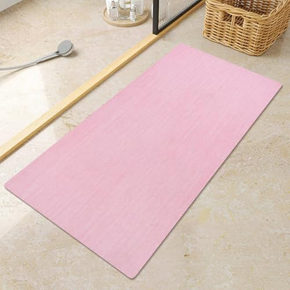 Mecko Bath Mat 24"x48",Ultra Thin Bathroom Rug fit Under Door Pink
