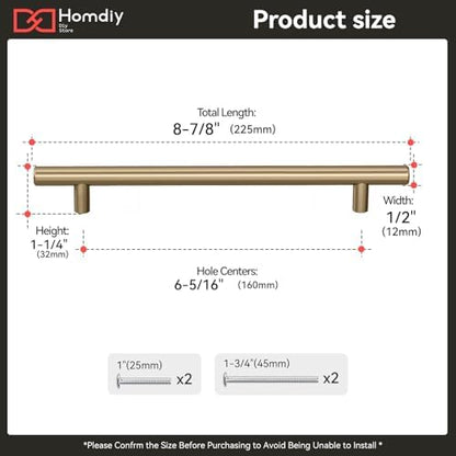 homdiy 10Pack 6-1/4in Cabinet Handles Champagne Bronze Kitchen Cabinet Pulls Drawer Pulls for Dresser Drawers