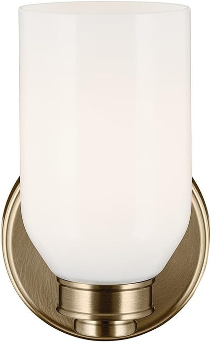 Kichler Shae 5" 1-Light Wall Sconce with White Opal Glass in Champagne Bronze, Modern, for Vanity, Fireplace, Buffet, Hallway, Vanity Mirror, (8.25" H x 5" W), 55200CPZ