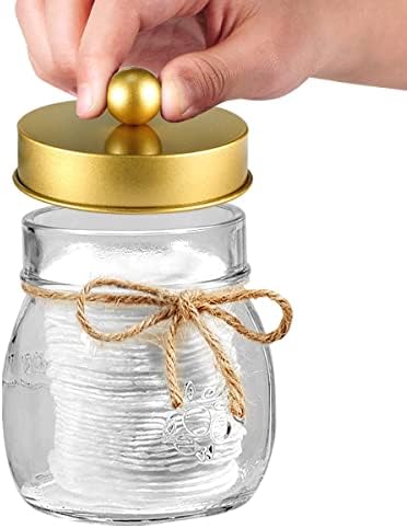 Amolliar Mason Jar Bathroom Accessories Set, 4 Pcs Glass Bathroom Set, Gold