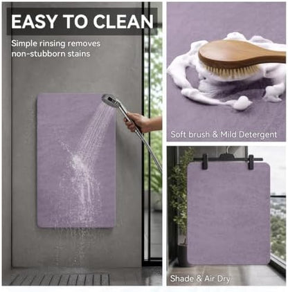 MontVoo -Bath Mat Rug-Rubber Backing Non Slip Quick Dry Absorbent Thin Bathroom Rugs Fit Under Door-Faux Suede Surface Bathroom Floor Mats-Shower Rug for in Front of Bathtub Shower Lavender 17"x27.5"
