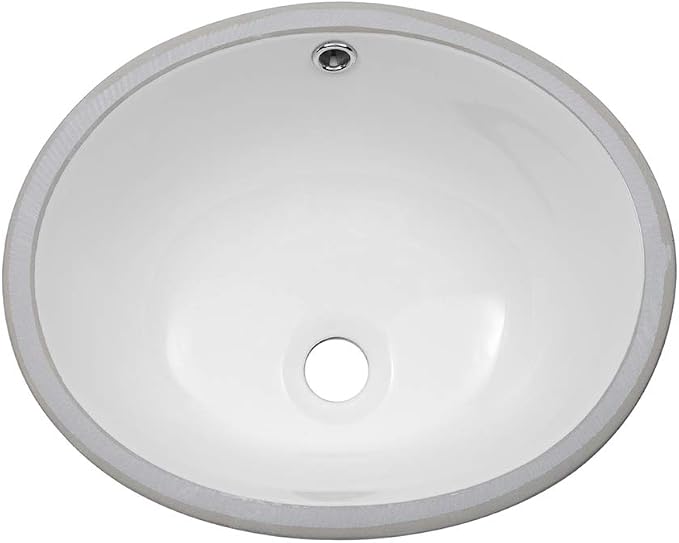 Bathroom Sink Undermount - Sarlai 16 Inch Undermount Oval Sink Pure White Porcelain Ceramic Lavatory Vanity Vessel Sink Basin，Interior Size 14.9" x 13"