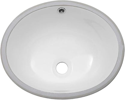 Bathroom Sink Undermount - Sarlai 16 Inch Undermount Oval Sink Pure White Porcelain Ceramic Lavatory Vanity Vessel Sink Basin，Interior Size 14.9" x 13"