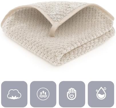 MaopaoBeauty 6 Piece Washcloth Set Set,100% Microfiber - Quick Dry, Thick, Soft, Plush and Highly Absorbent Luxury Hotel & Spa Bath Towel for Bathroom, Pack of 6, Khaki