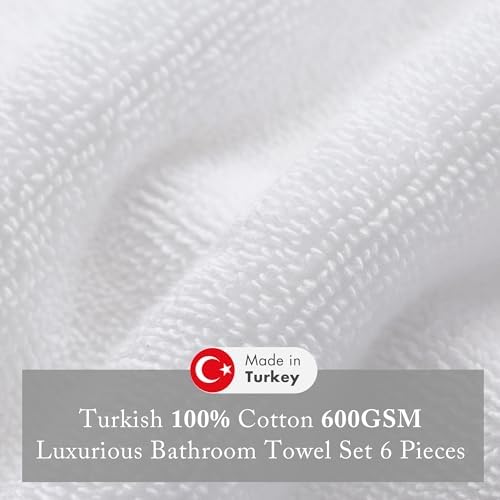 Madison Park 100% Turkish Cotton 600 GSM Bath Towel Set, 6 Piece, White