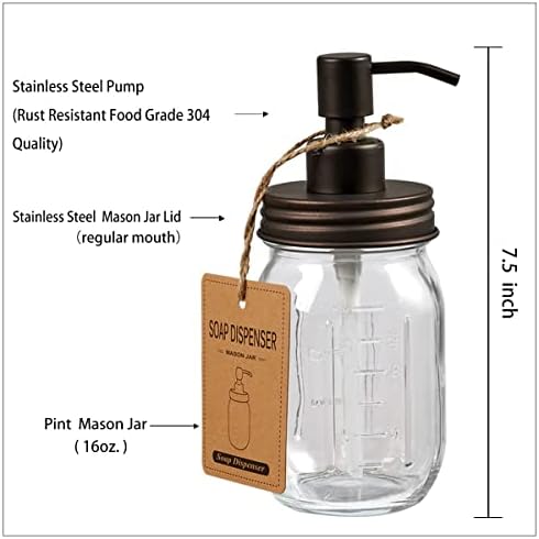 Amolliar Mason Jar Bathroom Accessories Set(4 Pack) -Bronze-Lotion Soap Dispenser&Qtip Holder Set&Toothbrush Holder-Rustic Farmhouse Decor Apothecary Jar Bathroom Countertop,Vanity Organize (Bronze)