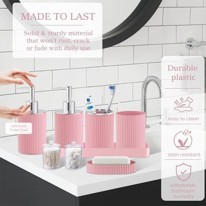 Light Pink Bathroom Accessories Set - 25PC Bath Accessory Set