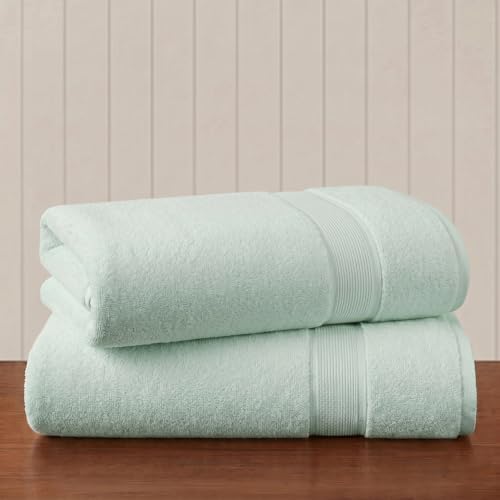 Madison Park Cotton Bath Sheet 2 Piece Oversized, 800GSM, 34" x 68" Seafoam