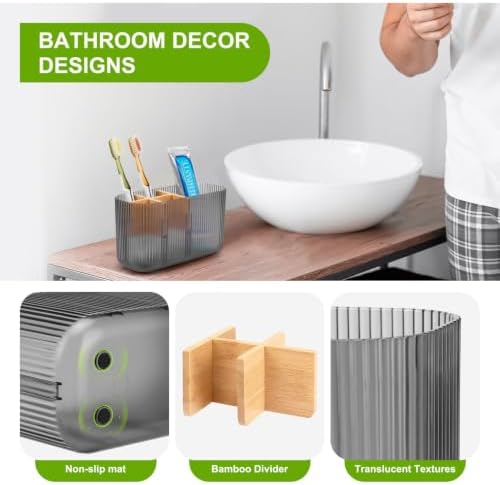 GFWARE Clear Acrylic Toothbrush Holder, 5 Slots Bathroom Storage Organizer
