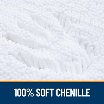 OLANLY Chenille Bathroom Rugs Mats Sets 2 Piece, 36"x24"+24"x20", White