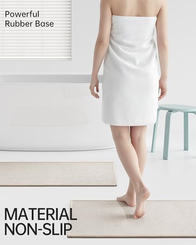 Mecko 16"x24" Bath Mat, Absorbent Quick Dry Bathroom Floor Mats Oatmeal
