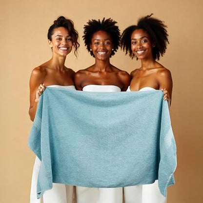 HILLFAIR Premium 100% Combed Cotton 12 Piece Bath Towels Set - Ocean Blue
