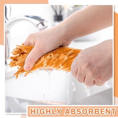 HunnmingRe 4 Pack Boho Hand Towel for Kitchen, Orange