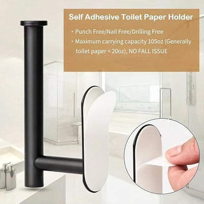 JOPOFI Self Adhesive Toilet Paper Holder - Matte Black（2 Pcs）