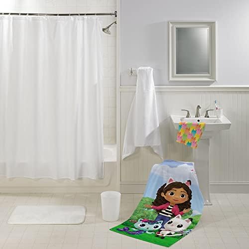 Franco Gabby's Dollhouse, Gabby, Mercat and Pandy Kids Bath/Pool/Beach Soft Absorbent Cotton Terry Towel with Washcloth 2 Piece Set, 50 in x 25 in, (Official DreamWorks Product)
