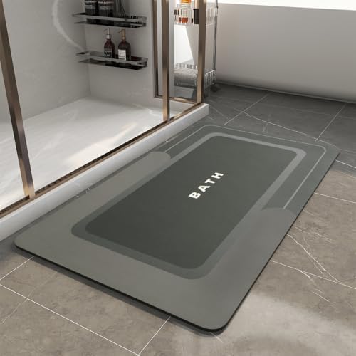 MontVoo Bath Mat-Bath Mat Rug Non Slip Super Absorbent Stain Resistant Quick Dry Thin Bathroom Rug-Bath Mats for Bathroom Floor Bathtub Vanity-Bathmat Bath Rug Easy Care-24"x35",Darkgrey