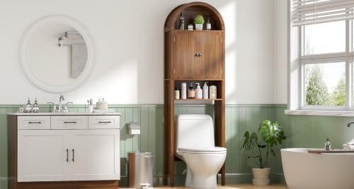 Arched Over The Toilet Storage Cabinet with Acrylic Doors, Bathroom Shelf