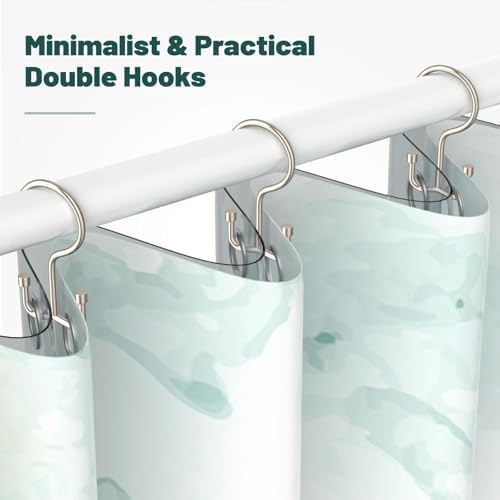 Goowin Shower Curtain Hooks, Shower Curtain Rings, Metal Shower Curtain Hangers Rust Proof, Double Glide Shower Rings for Curtain, Simple Shower Hooks for Shower Curtain, Nickel, 12 Pack-Cylinders