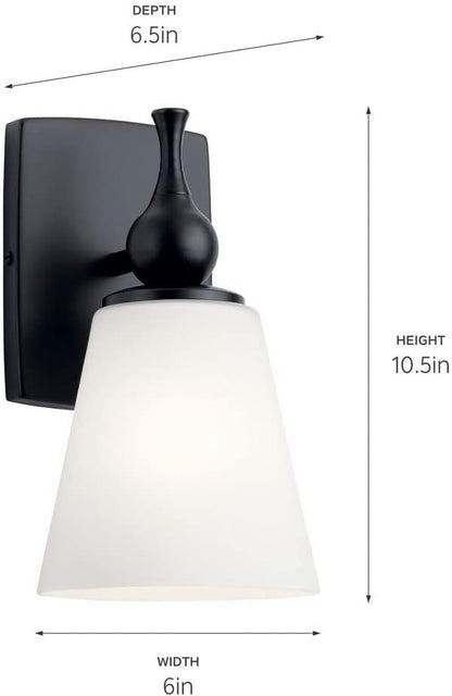 Kichler, Cosabella 6 Inch 1 Light Wall Sconce with Satin Etched Cased Opal Shade in Champagne Bronze, 55090
