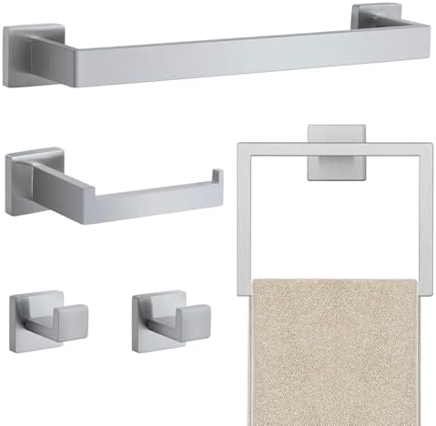 JOPOFI 5 Piece Towel Bar Set - 15.7 Inch Bath Towel Holder - Brushed Nickel