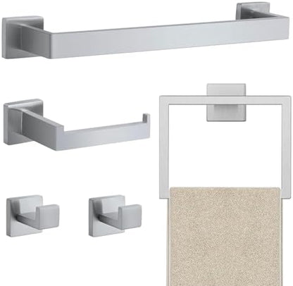 JOPOFI 5 Piece Towel Bar Set - 15.7 Inch Bath Towel Holder - Brushed Nickel