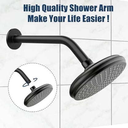 Shower Arm with Flange, 6 Inch, Matte Black