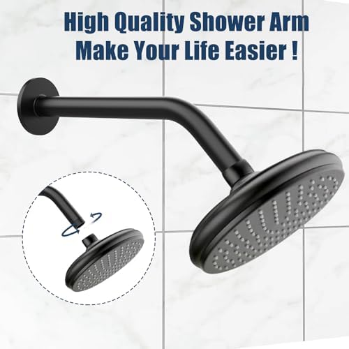 Shower Arm with Flange, 8 Inch, Matte Black