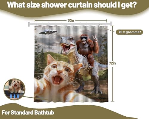 Funny Orange Cat Shower Curtain, 70x72 in